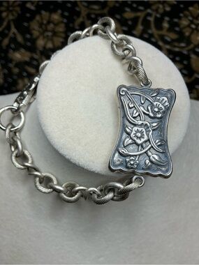 Antique Silver Bracelet with Tibetan Silver Pillow 6.75” (custom size available)